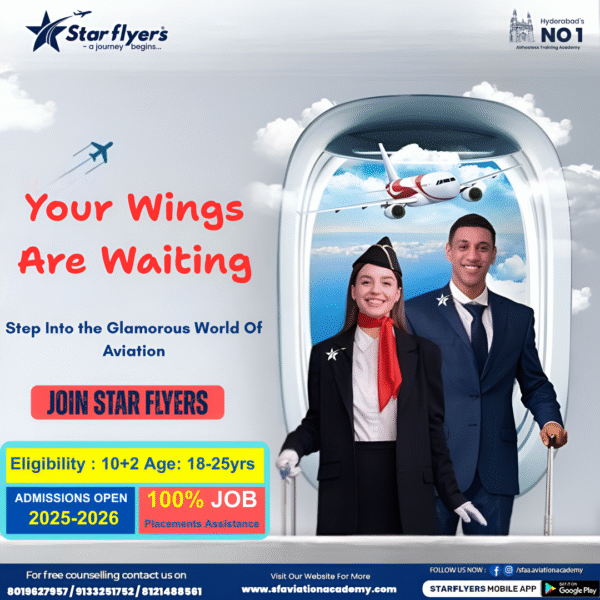 India’s Booming Aviation Sector in 2025 Opens Up New Career Avenues at Star Flyers Aviation Academy – The Best Aviation Training Institute in Hyderabad