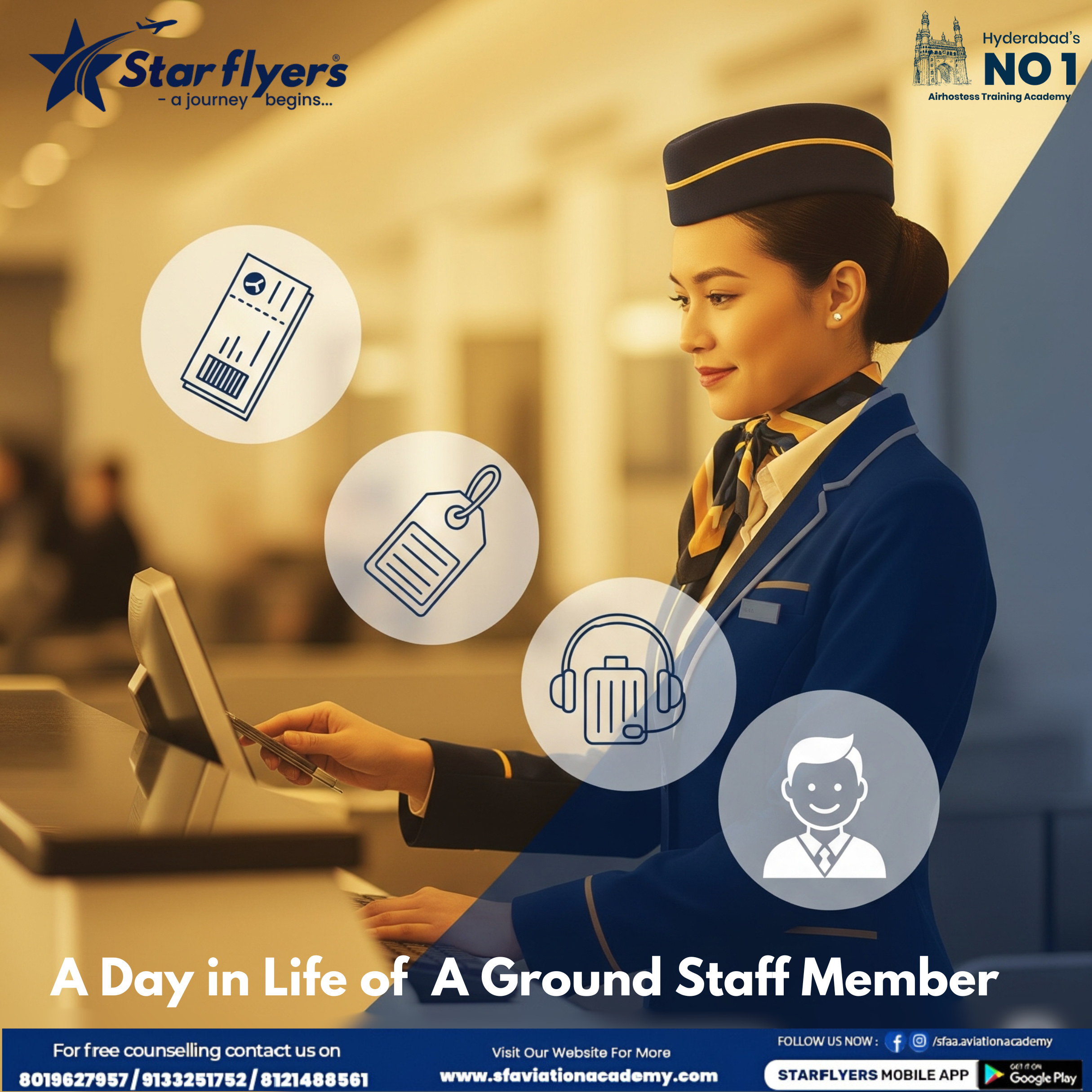 Cabin Crew and Air port Ground Handling Course Fee in Hyderabad