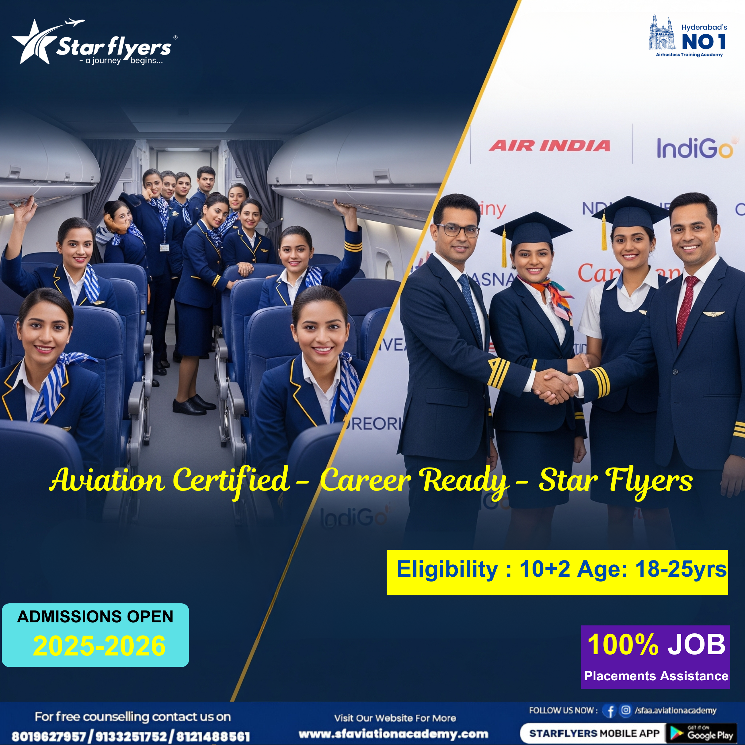 Best Flight Attendant Training Institute in Hyderabad with placements assistance